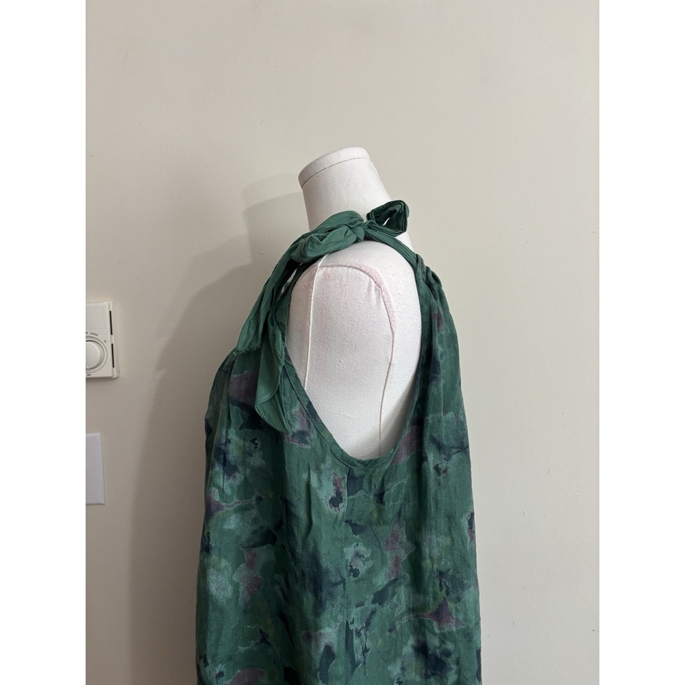 NWT Bellambra Dress XL Watercolor Green 100% Linen Made in Italy Coastal Cottage - Picture 5 of 7